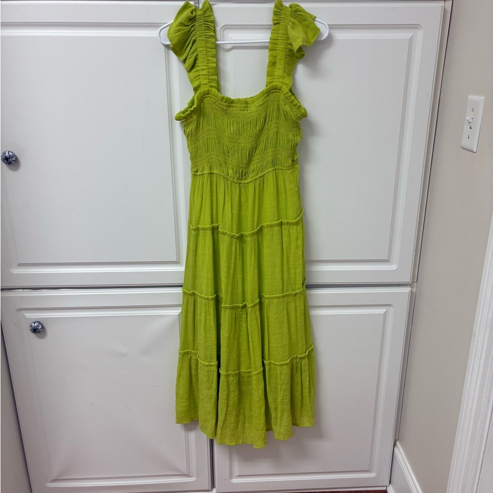 😁 Umgee Lime Green Ruffled Midi Dress